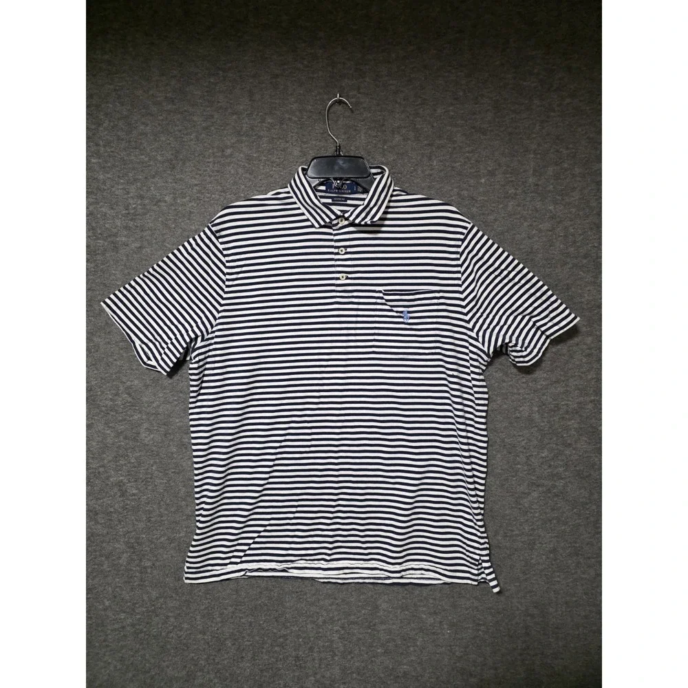 Polo Ralph Lauren Classic Fit Men's Blue & White Striped Polo Shirt Size Large